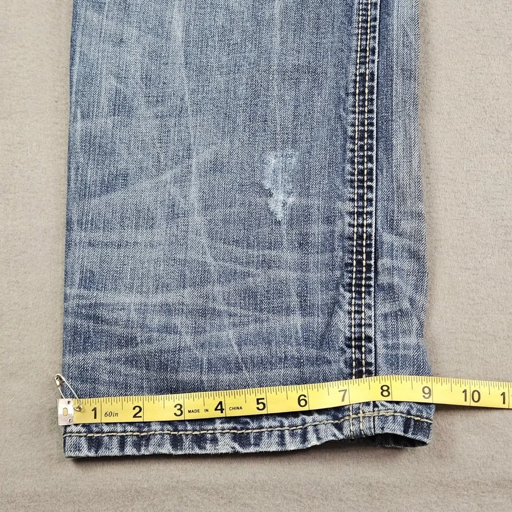 BKE Derek Straight Leg Jeans Mens Sz 40L Cotton Distressed Blue Denim